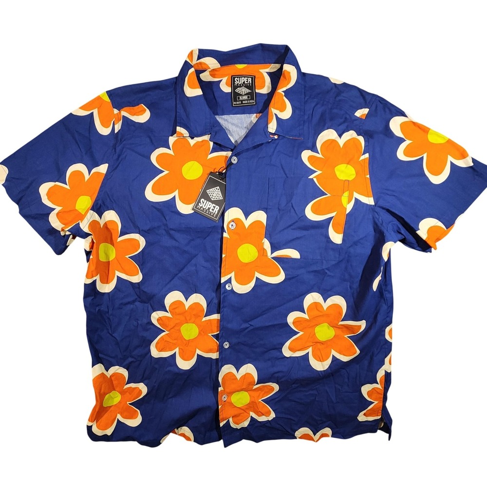 Super Massive Shirt Mens XL Springy SS Floral Hawaiian Button Up Retro